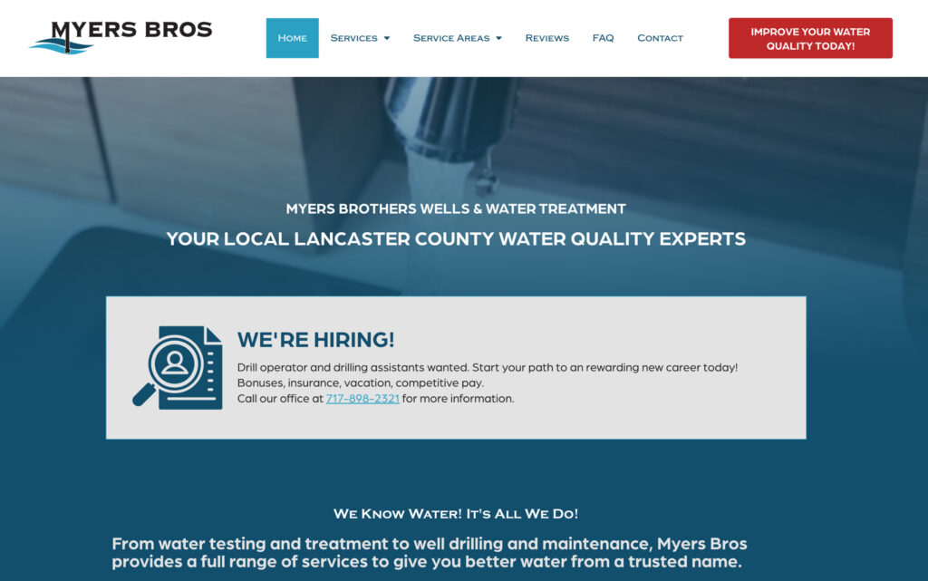 Myers Bros Wells & Water Treatment website